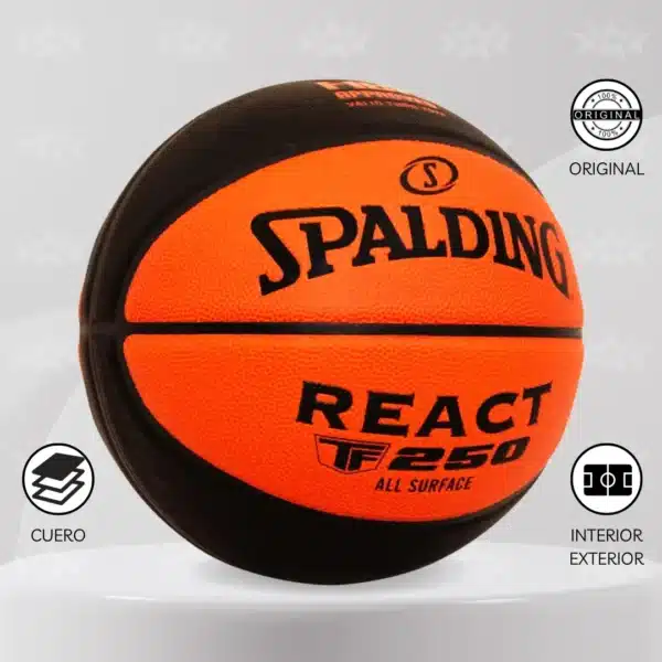 Pelota De Básquet Spalding React Tf-250 All Surface #7 - Imagen 3