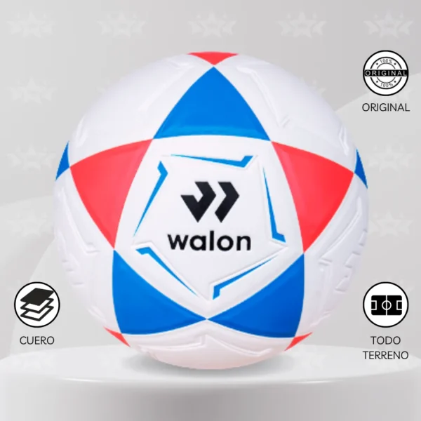 PELOTA DE FÚTBOL WALON TRICOLOR TALLA #4 CUERO PU - Imagen 4