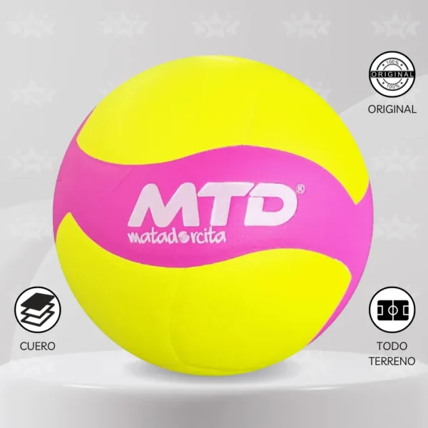 Pelota De Vóley Mtd V330w Cuero Pu Neón - Imagen 2