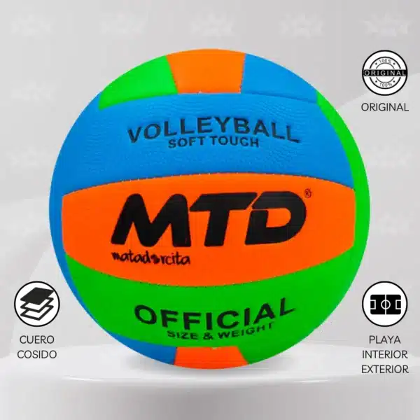Pelota De Vóley Mtd Cuero Cosido Acolchado Premium - Imagen 4