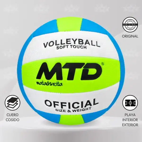 Pelota De Vóley Mtd Cuero Cosido Acolchado Premium