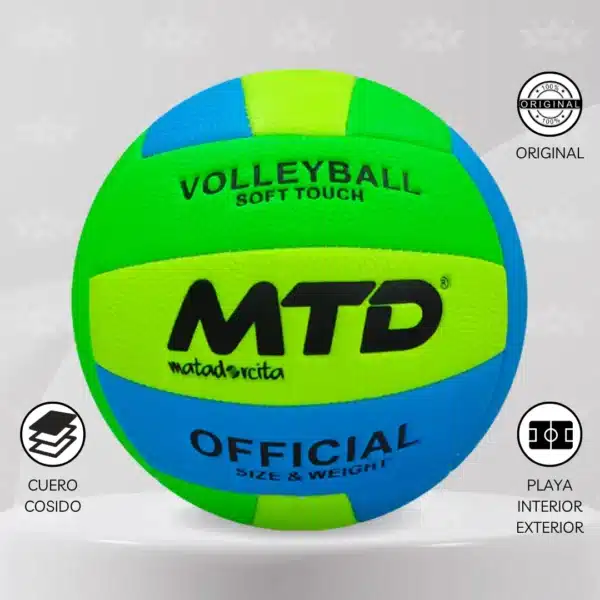 Pelota De Vóley Mtd Cuero Cosido Acolchado Premium - Imagen 3