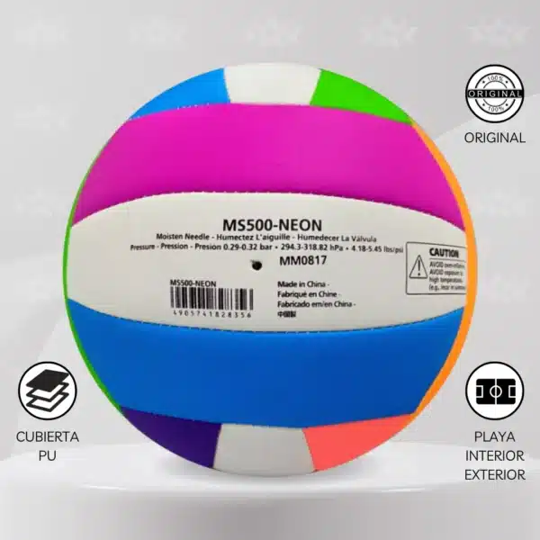Pelota De Vóley Playa Molten Ms500-Neón - Imagen 2