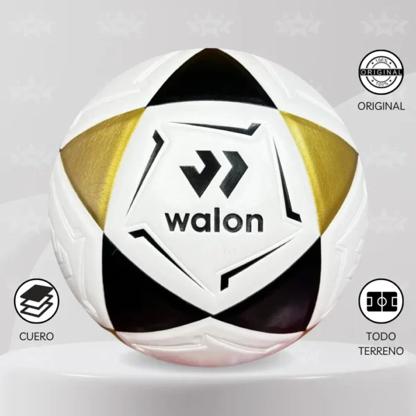 PELOTA DE FÚTBOL WALON TRICOLOR TALLA #5 CUERO PU - Imagen 5